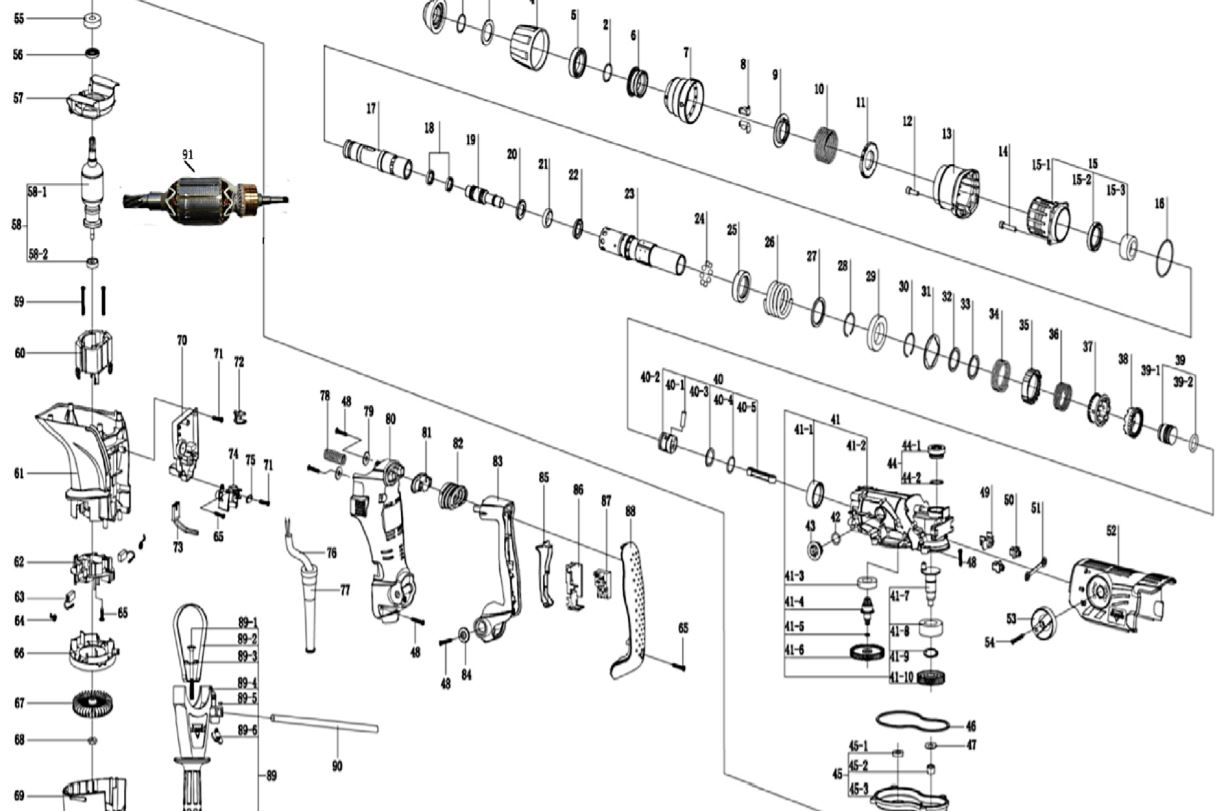 ЗАПЧАСТИ ДЛЯ ПЕРФОРАТОРА ЭЛЕКТРИЧЕСКОГО ELITECH П 1340ЭМ